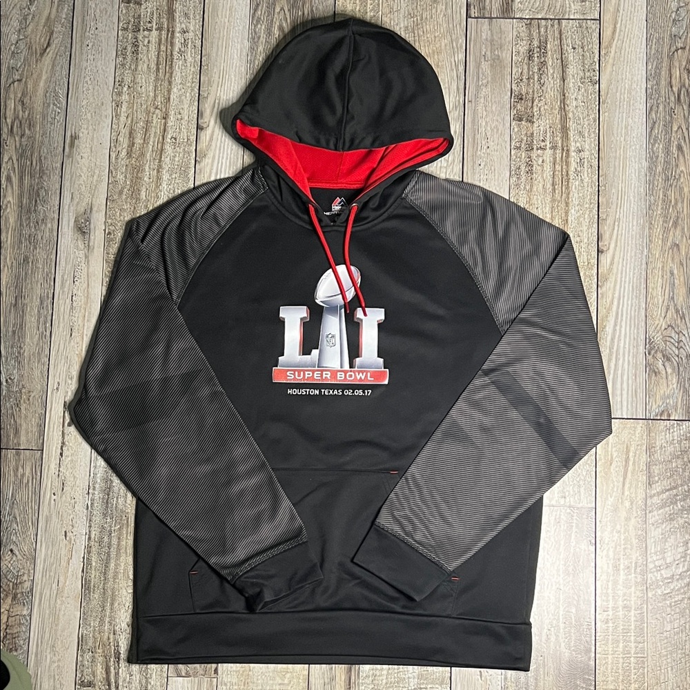 Vintage NFL Super Bowl LI Houston Texans Black and Red Hoodie
